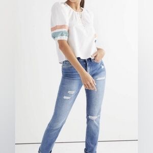 Downeast Rae Puff Button Blouse